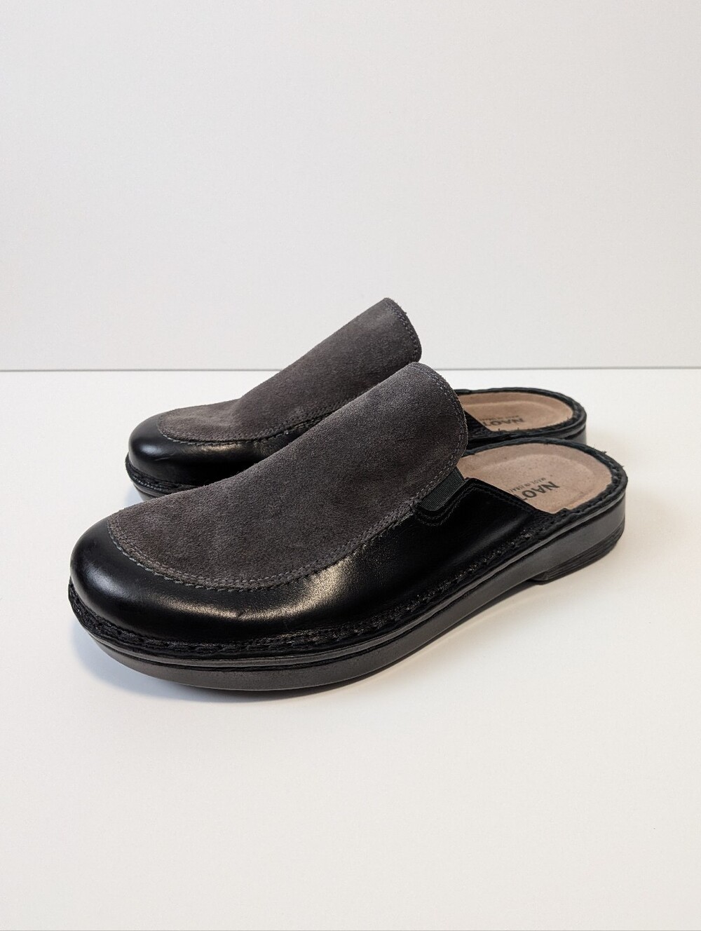 Naot Women's Leather & Suede Mules Black Procida Shoe Size EU 37 US 6.5